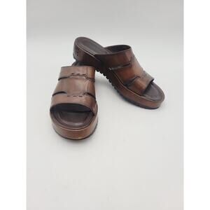 Cole Haan Women's Brazilian Country Brown Sz 7.5 B Leather Slide Slip On Sandals